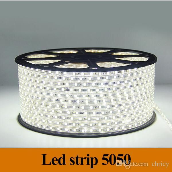 

led strip light smd5050 led flexible light 60leds/m ac110v/220v waterproof 6 colors cuttable led strips with power plug