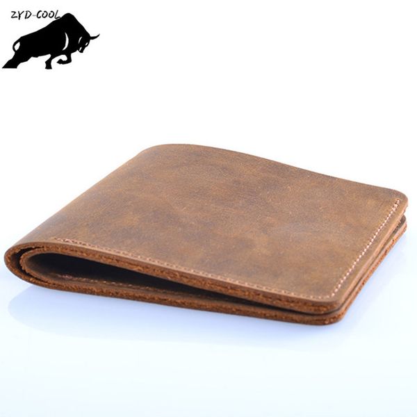 

ZYD-COOL Famous Brand Genuine Leather Men Wallets Handmade Men's Wallet Male Money Purses Coins Wallet With ID Card Holder