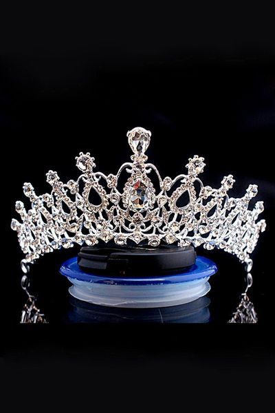 

luxury bridal crown but sparkle beaded crystals royal wedding crowns crystal veil headband hair accessories party cpa790, Silver
