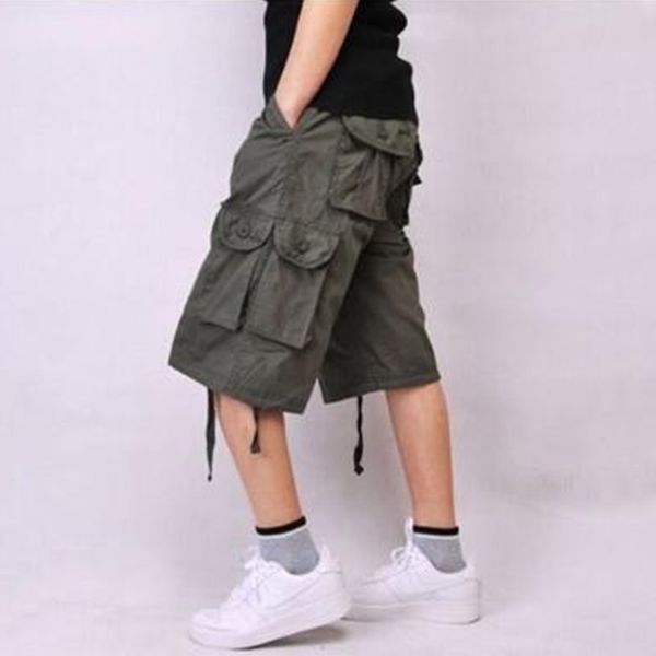 

wholesale-2016 mens casual cargo bermuda shorts fashion outdoor cotton loose running shorts men summer sport army short pants plus size, White;black
