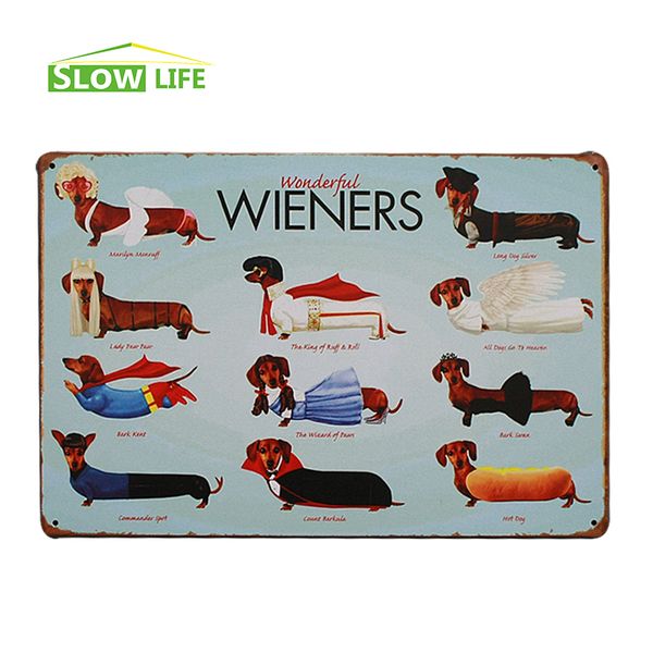 

wholesale- wonderful wieners dachshunds vintage home decor tin sign 8"x12" bar/house wall decor metal plate metal sign retro metal