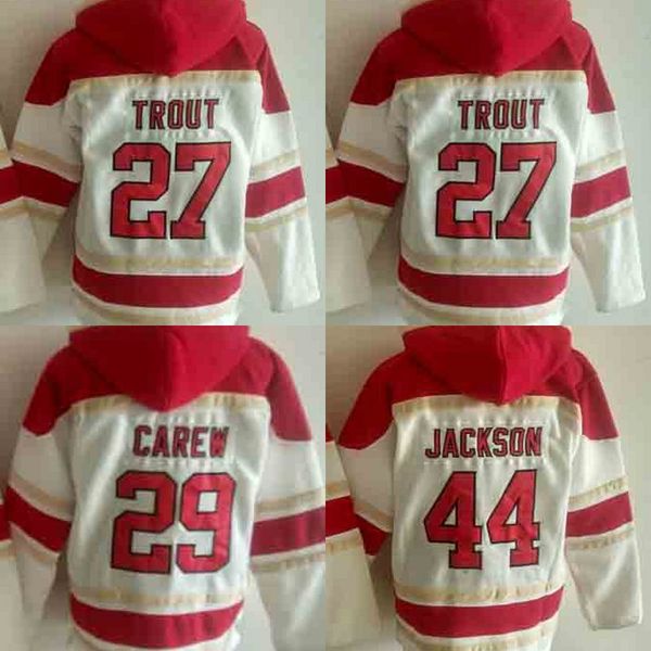 

los angeles hoodie 27 mike trout 29 rod carew 44 reggie jackson mens womens youth baseball hoodie custom s-xxxl, Blue;black