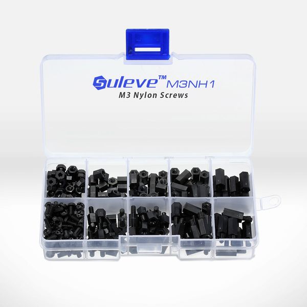 

m3nh1 m3 nylon screw black hex screw nut nylon pcb standoff assortment kit 300pcs