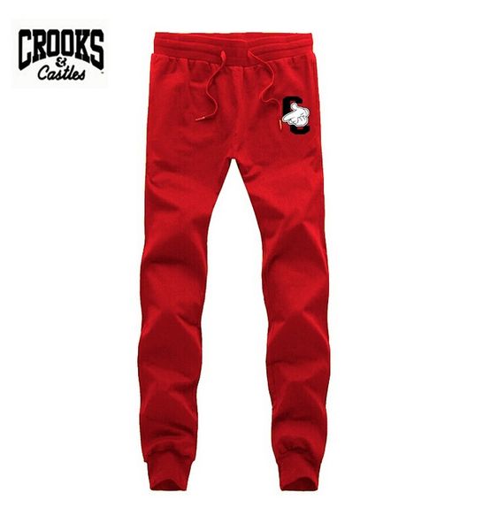 

crooks and castles men print pants elastic waist jogging pants sports trousers size s-5xl, Black