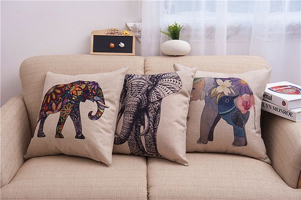 Estilo elefante indiano Fronha Flor Elefante Fronha Animal Colorido Elefante Jogar Fronha de Decoração Para Casa Capas de Almofada