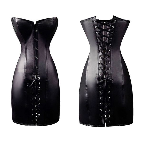 Black Leather Chiffon Dress