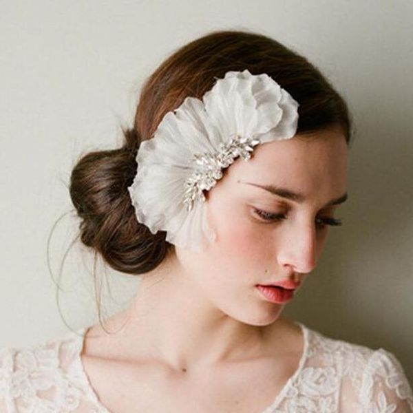 White Crystal Bridal Flower Comb Petals Blossom Wedding Brides