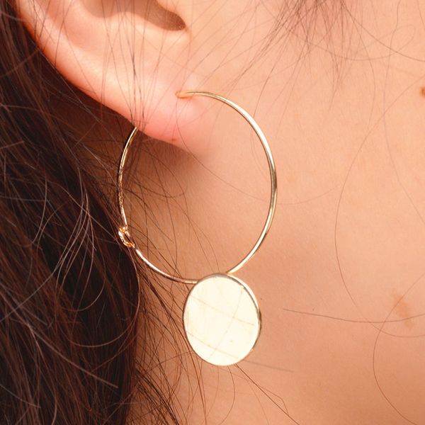 

wholesale- es1036 geometric hoop earrings for women punk brincos fashion jewelry bijoux earring pendientes mujer 2017 new arrival, Golden;silver