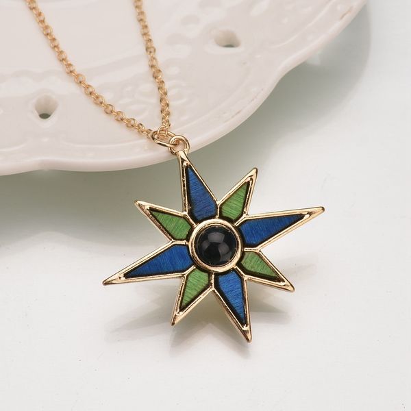 

good quality vintage geometric alloy wood pendant necklace for women round resin fashion choker long chain necklaces jewelry, Silver
