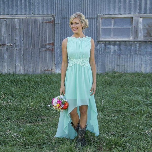 

Light Skiy Blue Bridesmaid Dress High Low Western Cheap Scalloped Long Bridesmaid Dresses For Weddings Custom Made Robe Demoiselle D'honneur