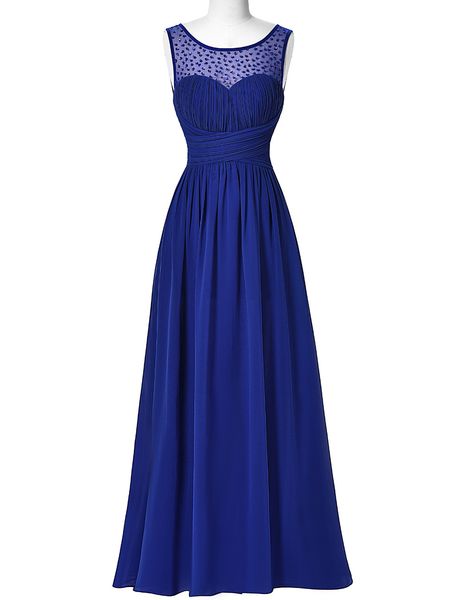 

2019 New Cheap Elegant Long Royal Blue Prom Dress Sexy Sleeveless V Back Party Dress Beaded Chiffon Ombre Maxi Dress Prom Gowns