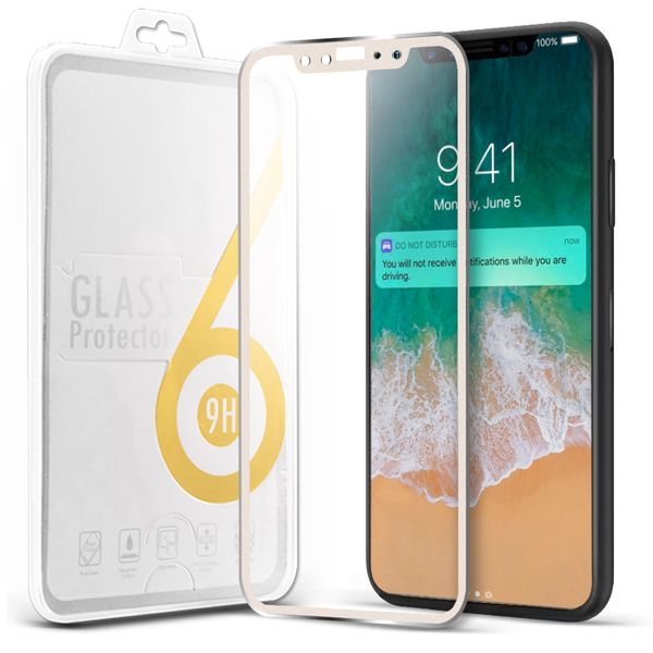 

Обод металлический экран протектор для iPhone X iPhone 8/8 Plus Закаленное стекло Защитная пленка 9H Твердость изогнутый полный стекло для iPhone 7 6S в коробке