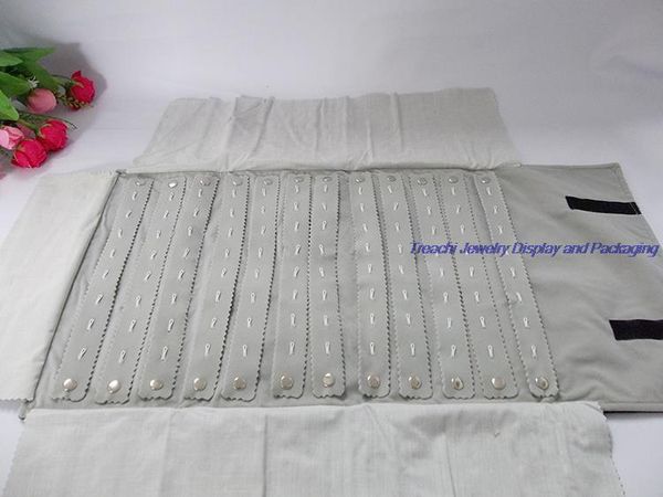 

brand new velvet journal portable pouch for 96pcs pendants storage organizer holder jewelry display travel roll bag, Black;white