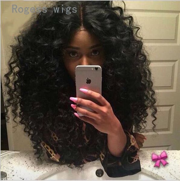 

beautiful africa womens long curly black lace front synthteic hair wig