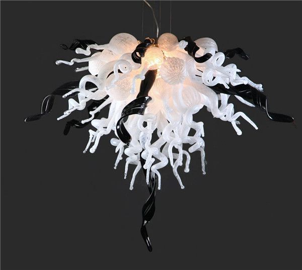 

china factory-outlet white and black customized blown murano glass led chandelier modern art deco glass pendant lamps for home l decor