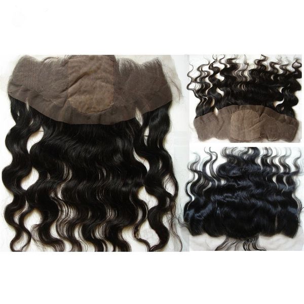 

brazilian body wave silk base lace frontal closure 13x4 bleached knots virgin hair silk full lace frontal pieces, Black;brown