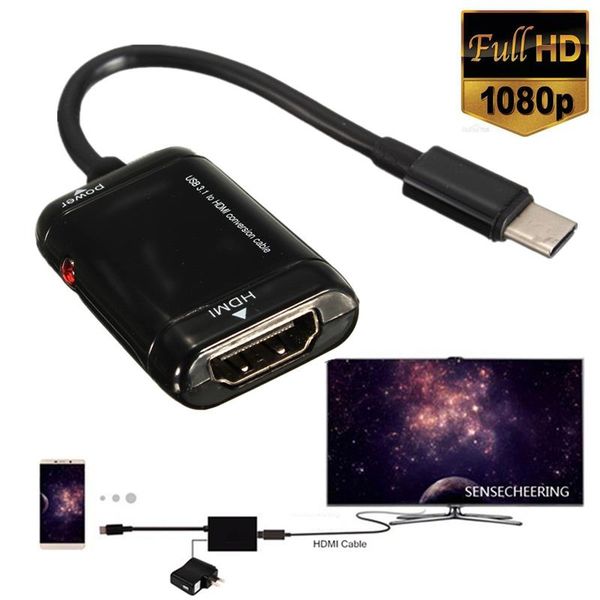 

Type C USB 3.1 Male to HDMI Female 1080P HDTV Adapter Cable For Laptop Cell Phone Tablets Vedio Output