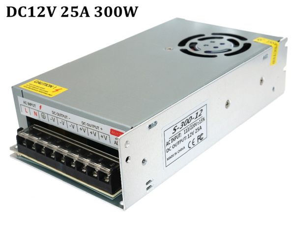 AC 110V 220V Для DC 12V 300W 25A питания зарядного устройства Трансформатор адаптер Драйвер для 5050 3528 5630 LED RGB Газа света
