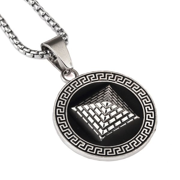 

fashion hip hop jewelry men charm stainless steel egyptian pyramid pendant necklaces with 29inch long chains, Silver