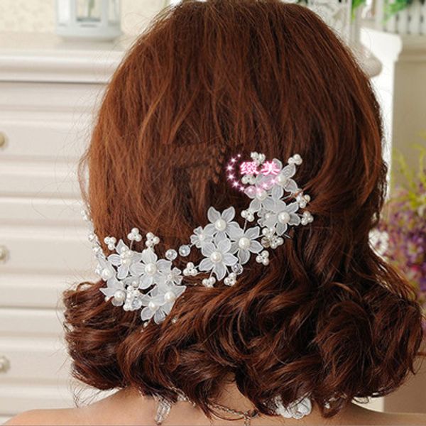 

wedding handwear hairpin , with diamond and pearl flowers, for wedding party performance, noble and delicate ,and high quality, Slivery;golden