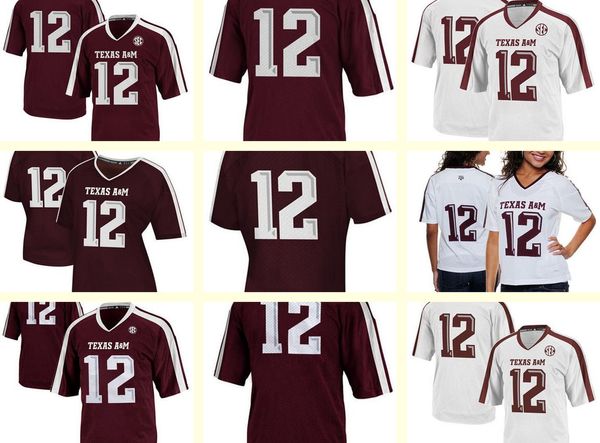 Erkek Kadın Gençlik/Çocuk Texas A M Aggies Kişiselleştirilmiş/Özelleştirilmiş NCAA Jersey Kırmızı Beyaz Herhangi Bir İsim En İyi Kalite Damlası Nakliye Ucuz