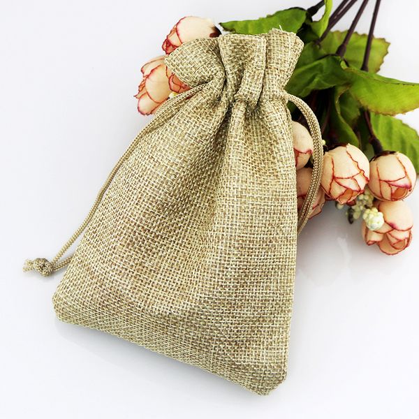 

горячо ! светло-коричневый льняная ткань drawstring сумки конфеты ювелирные изделия подарок мешки мешковины подарок джутовые сумки 7x9cm 10x, Pink;blue