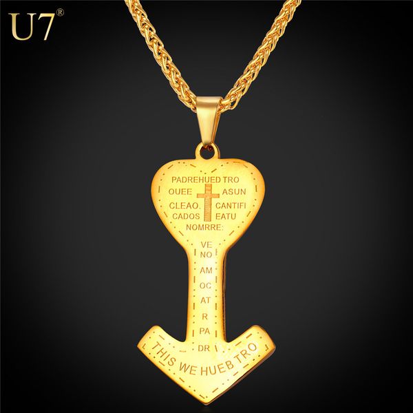 

New Stainless Steel Heart Necklace Anchor Pendant Men Charm Jewelry 18K Gold Plated Arrow Jewelry Wholesale Women Gift P808