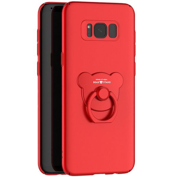 

fashion ultra-thin grind arenaceous case with stent small bear finger ring holder with stand phone shell for samsung galaxy s8 ing