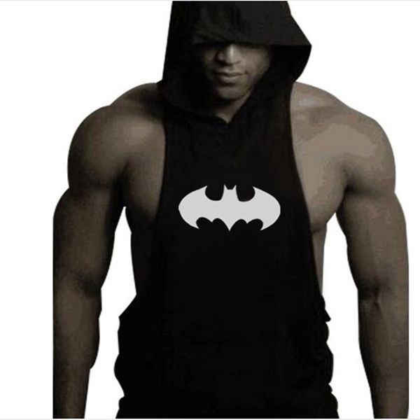 

Wholesale-New Men Hoodie Gym sweatshirts Fitness Workout Sports Sleeveless tees shirt cotton vest singlets Hooded Vest Outdoor 003