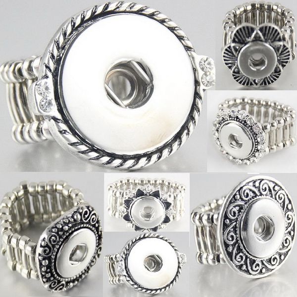 

fashion elastic rope style diy chunk snap button ring diy snap jewelry for 6 styles, Silver