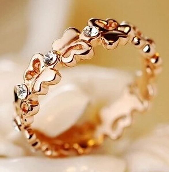 

butterfly rhinestones ring for women wholesale new fashion girl cute gift korean style beautiful high quality, Silver