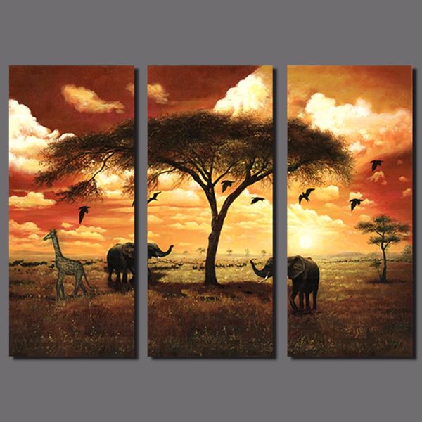 

gold grassland printed 3pcs landscape living room decoration sunset prairie canvas painting wall hanging home decor unframed