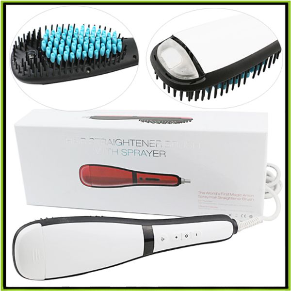 

new antomatic lcd hair straightener brush comb with spray electric hair straightener comb hair straightening irons, Black