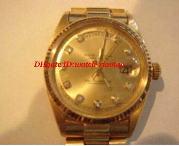 Orologio da polso di lusso da uomo in oro giallo massiccio 18 carati Movimento automatico Orologi da uomo con diamanti champagne Orologio da uomo di alta qualità