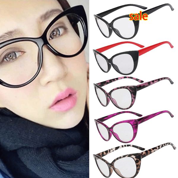 

fashion retro women eyeglasses frame cat eye clear lens lady eye glasses ing