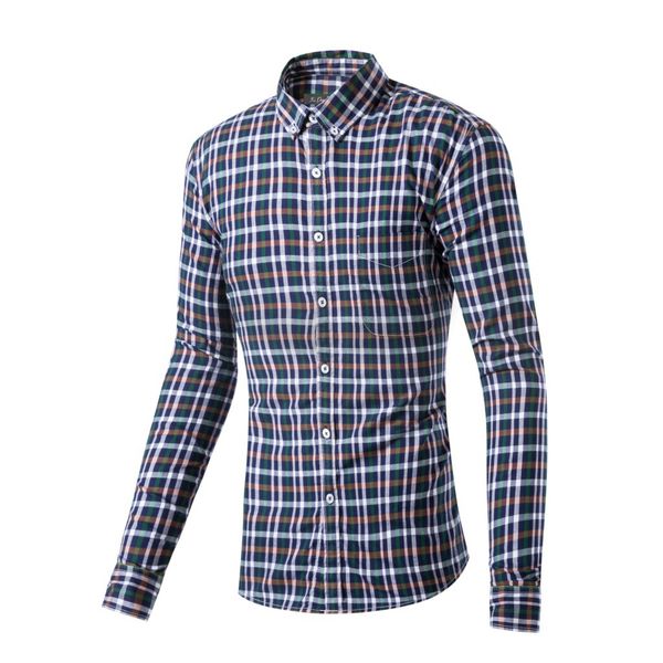 

2 piece casual men's plaid dress shirts male turn-down collar long sleeve business shirt clothes casual shirts clothing us size, White;black