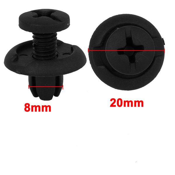 40 Pcs 8mm Dia Hole Black Plastic Rivets Fasteners for Car Auto Bumper Fender