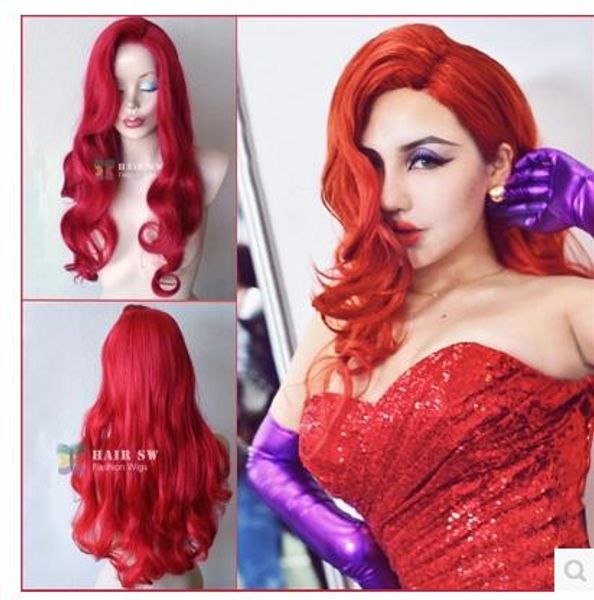 

jessica rabbit hairstyle inspired wig long red hair wig red wig halloween red wig cosplay masquerade halloween cosplay queen anime wig, Black