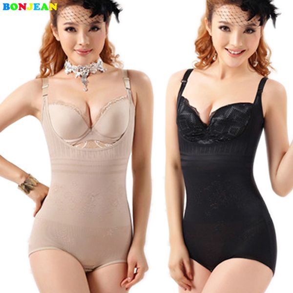 

wholesale- bonjean women slimming seamless body shapes underwear waist corsets buckle in the crotch high-elastic tummy breathable bodysuits, Black;white