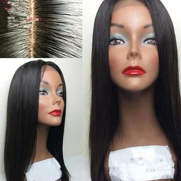 Hot Malaysian Silky Straight Silk Base Full Lace Wig Middle Part