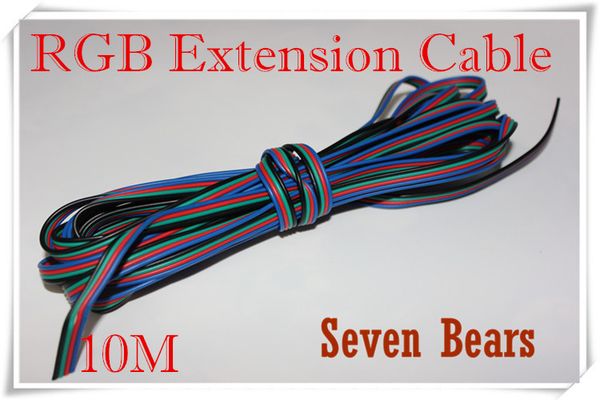 

wholesale-10m 4 pins 4pin rgb extension cable connector 22awg rgb+black wire cord for 5050/3528 rgb led strip/light/module etc