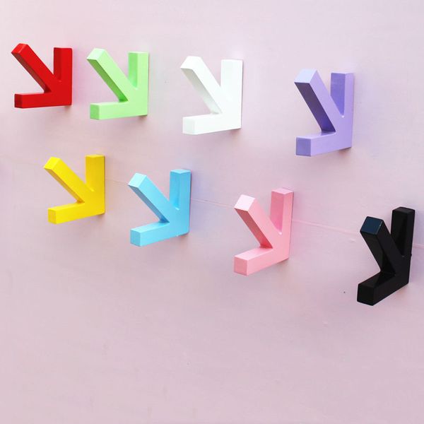 

wholesale- urijk colorful creative arrow wall mounted color painting wood hook hanger hat coat door clothes rack for home decoration