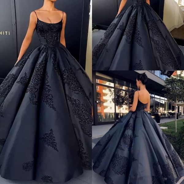 

backless evening dresses lace appliques ball gown prom dress long floor length black formal gowns custom made, Black;red