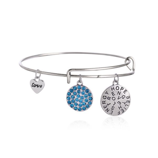 

wholesale new fashion women bracelets women crystal pendant charm wiring bracelet expandable bangle jewelry ing, Golden;silver