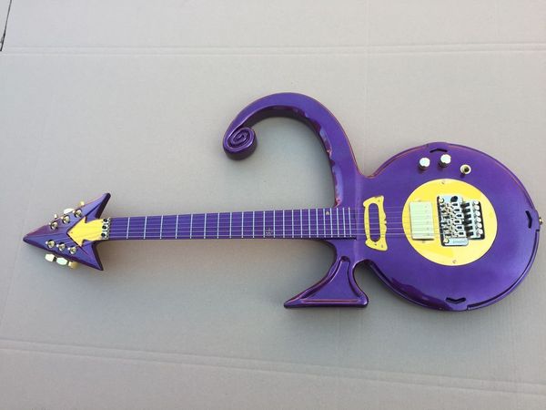 

Unique guitar rare haped guitar metallic purple prince ymbol electric guitar floyd ro e tremolo bridge gold hardware elling