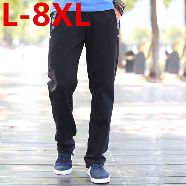 

wholesale- 2017 plus size 8xl 7xl 6xl 5xl casual pants male trousers straight spring and summer health pants male large size pantstrousers, Black