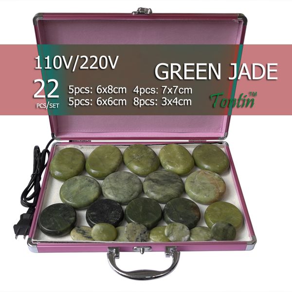 

новый tontin 22pcs/комплект зеленый нефрит массаж горячими камнями лица массаж спины плиту спа салон с коробкой обогреватель