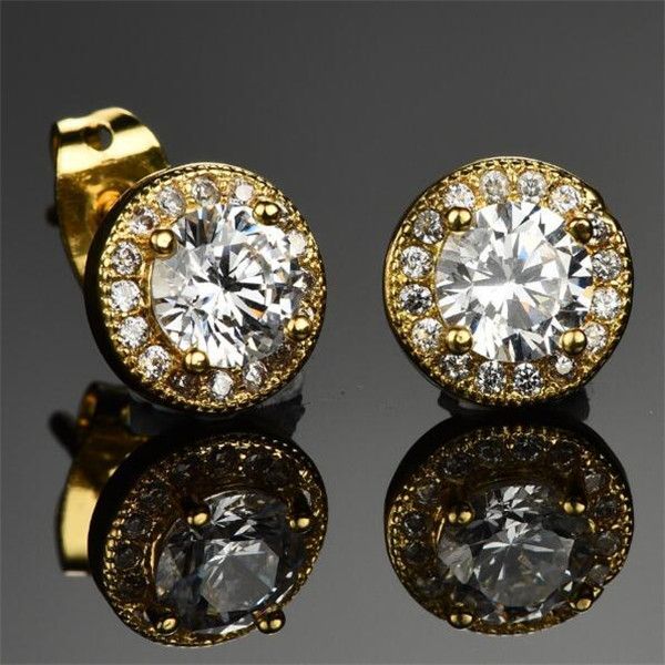 

stainless steel earrings white crystal big stud earrings for women jewelry 18k gold stud earrings wholesale ke636, Golden;silver