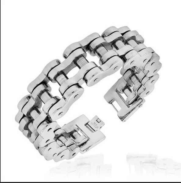 

20mm bangle heavy gothic motorcycle biker chain stainless steel for cool mens bracelet jewelry, Black