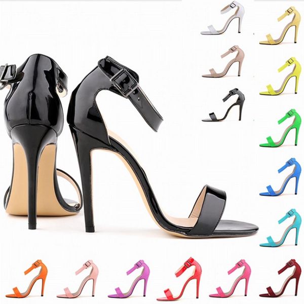 

sapato feminino summer style ladies womens shoes heels girls party toe bridal patent high heels shoes sandals 4-11 d0038, Black